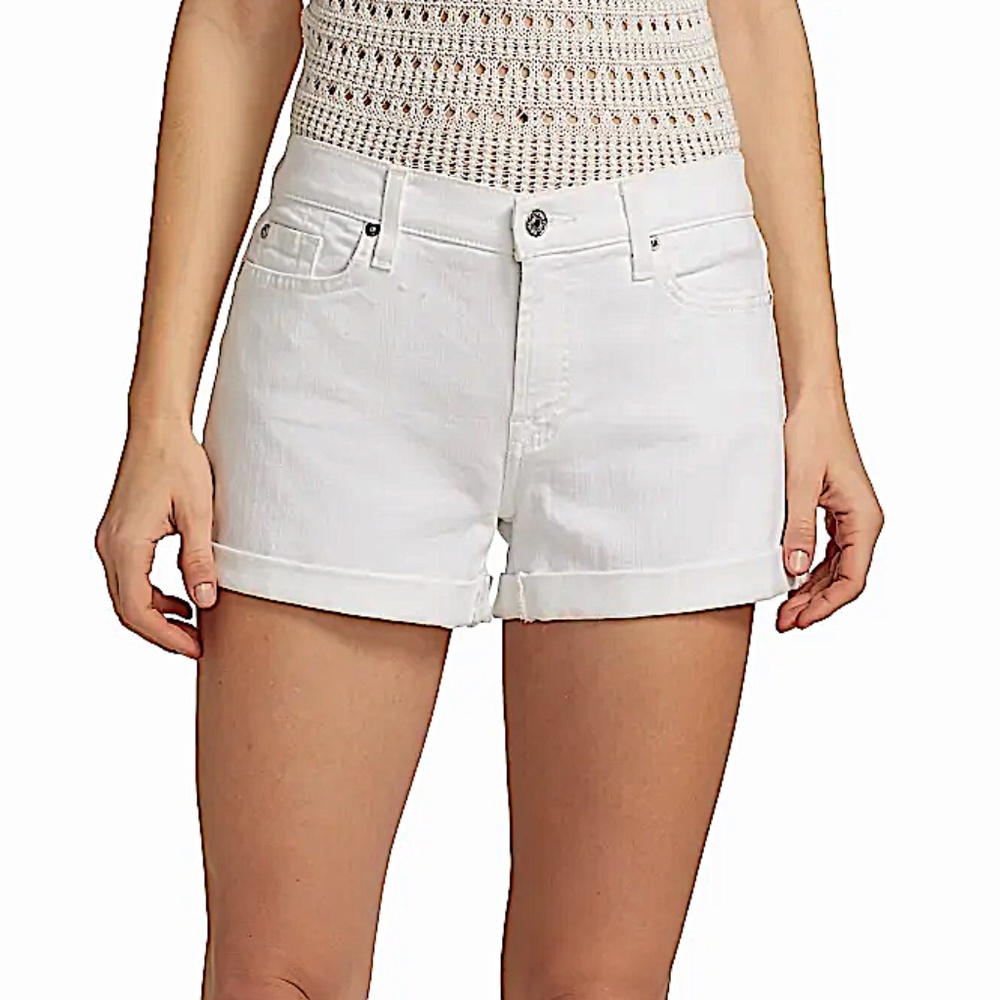 PAIGE Women's Jimmy Short Raw Cuff Mid Rise in  white